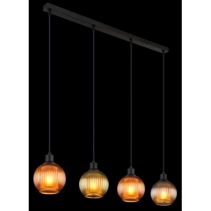 Globo - Luster na lanku 4xE27/25W/230V meď/zelená/modrá