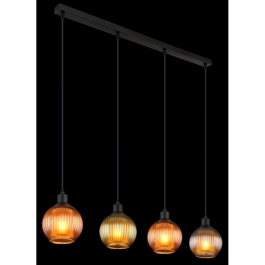 Globo - Luster na lanku 4xE27/25W/230V meď/zelená/modrá