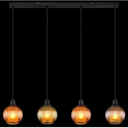 Globo - Luster na lanku 4xE27/25W/230V meď/zelená/modrá