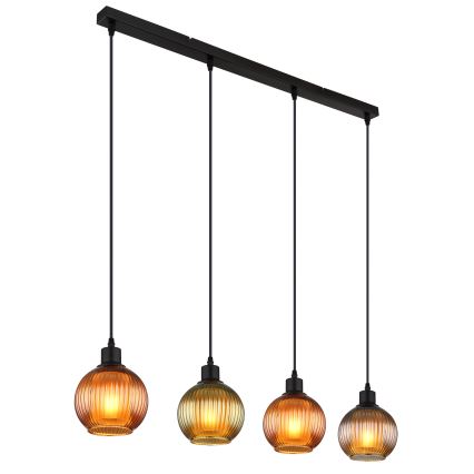 Globo - Luster na lanku 4xE27/25W/230V meď/zelená/modrá