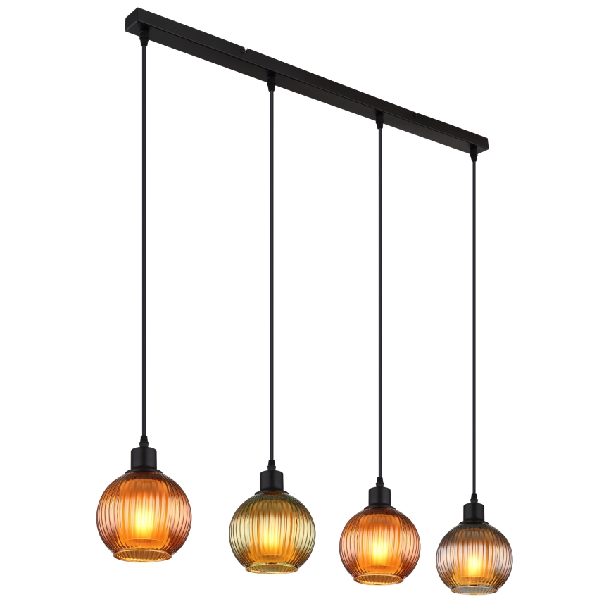 Globo - Luster na lanku 4xE27/25W/230V meď/zelená/modrá