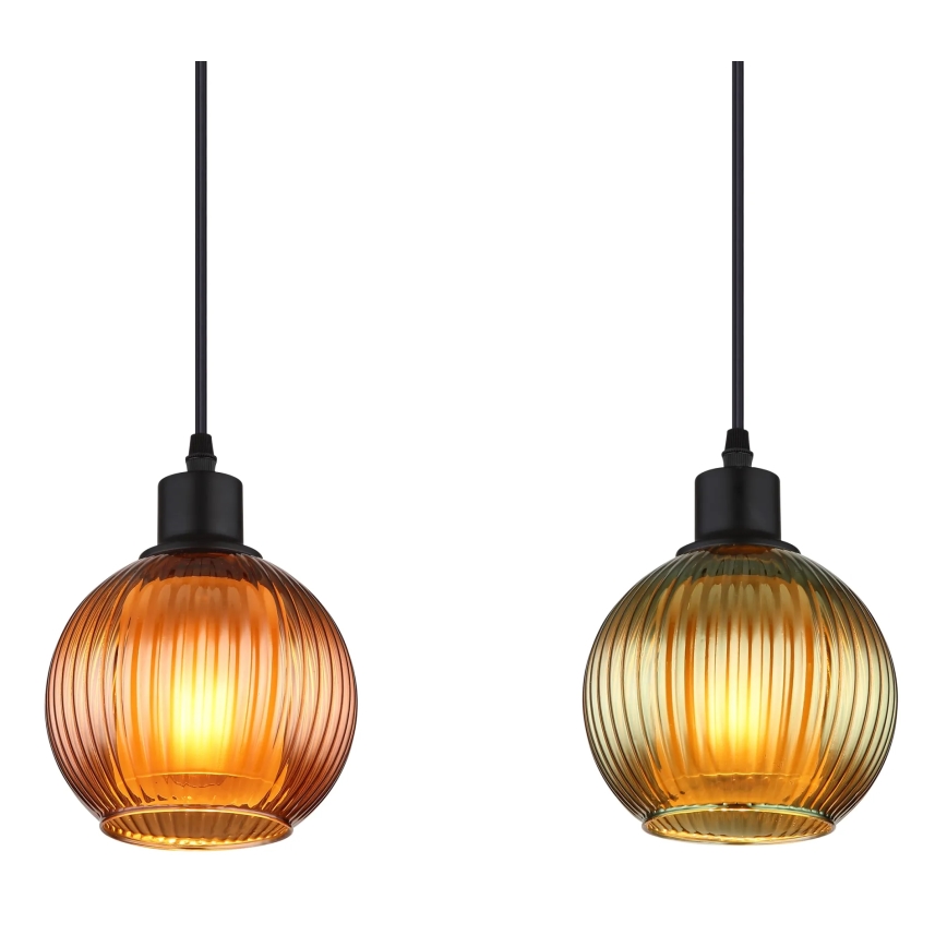 Globo - Luster na lanku 4xE27/25W/230V meď/zelená/modrá