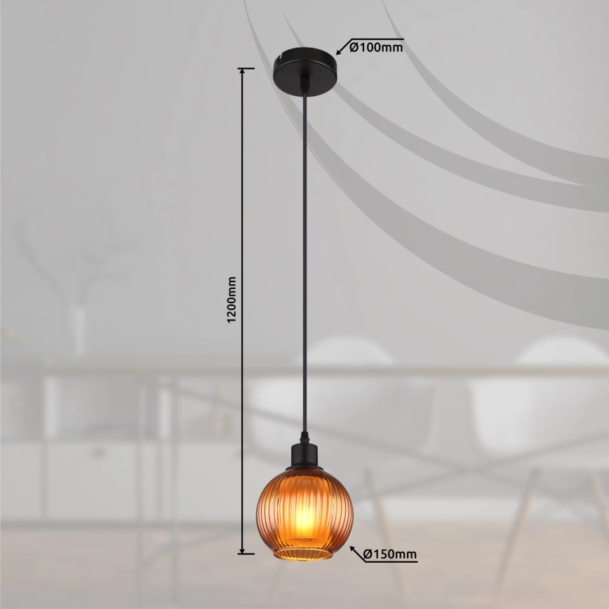 Globo - Luster na lanku 1xE27/25W/230V pr. 15 cm meď