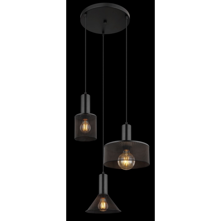 Globo - Luster na lanku 3xE27/60W/230V čierna