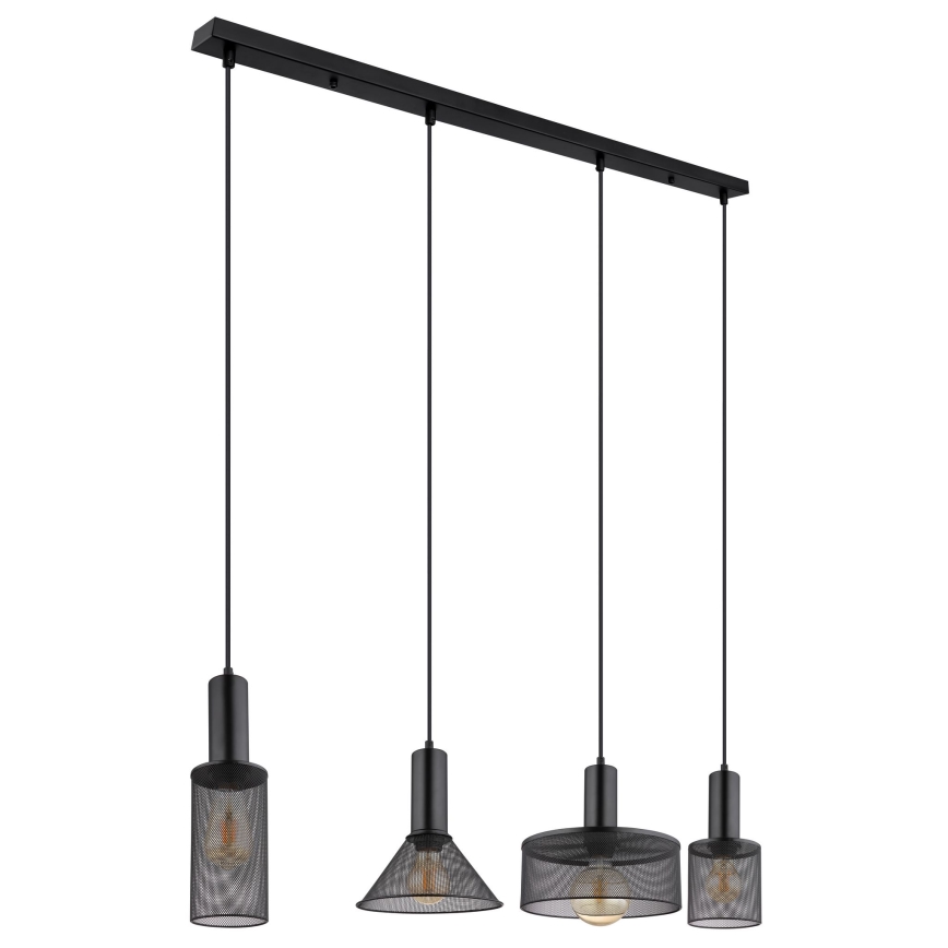 Globo - Luster na lanku 4xE27/60W/230V čierna