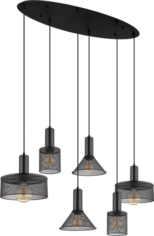 Globo 15648-6H - Luster na lanku JEDD 6xE27/60W/230V čierna