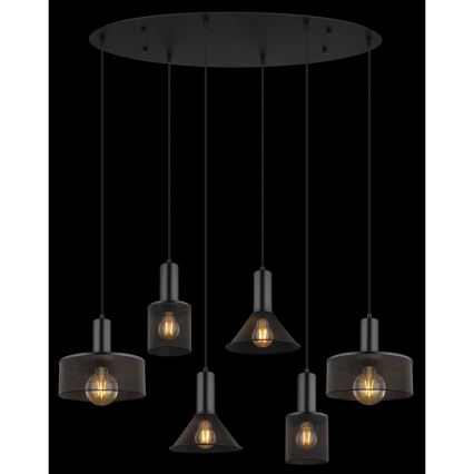Globo 15648-6H - Luster na lanku JEDD 6xE27/60W/230V čierna