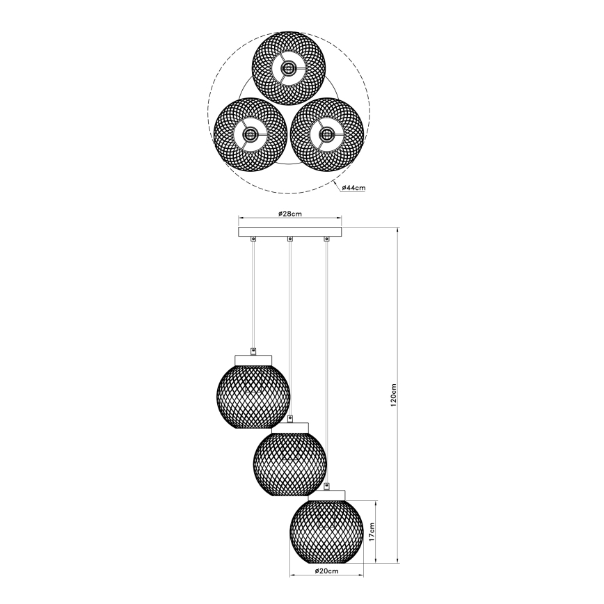 Globo - Luster na lanku 3xE27/60W/230V