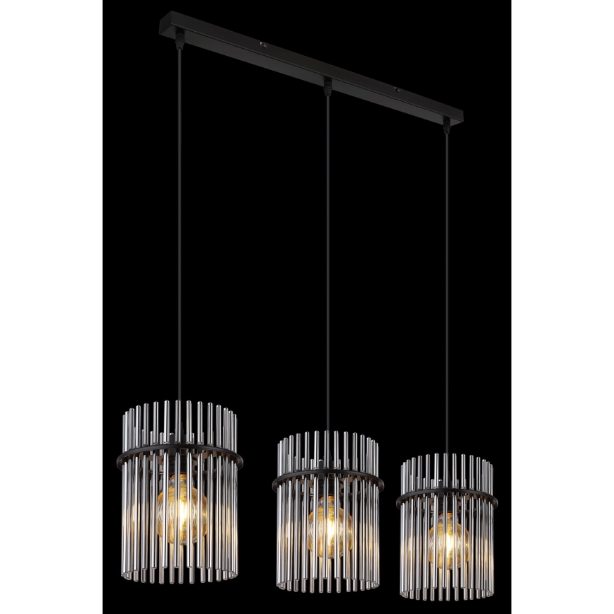 Globo - Luster na lanku 3xE27/60W/230V čierna