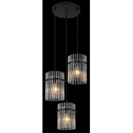 Globo - Luster na lanku 3xE27/60W/230V pr. 47 cm čierna