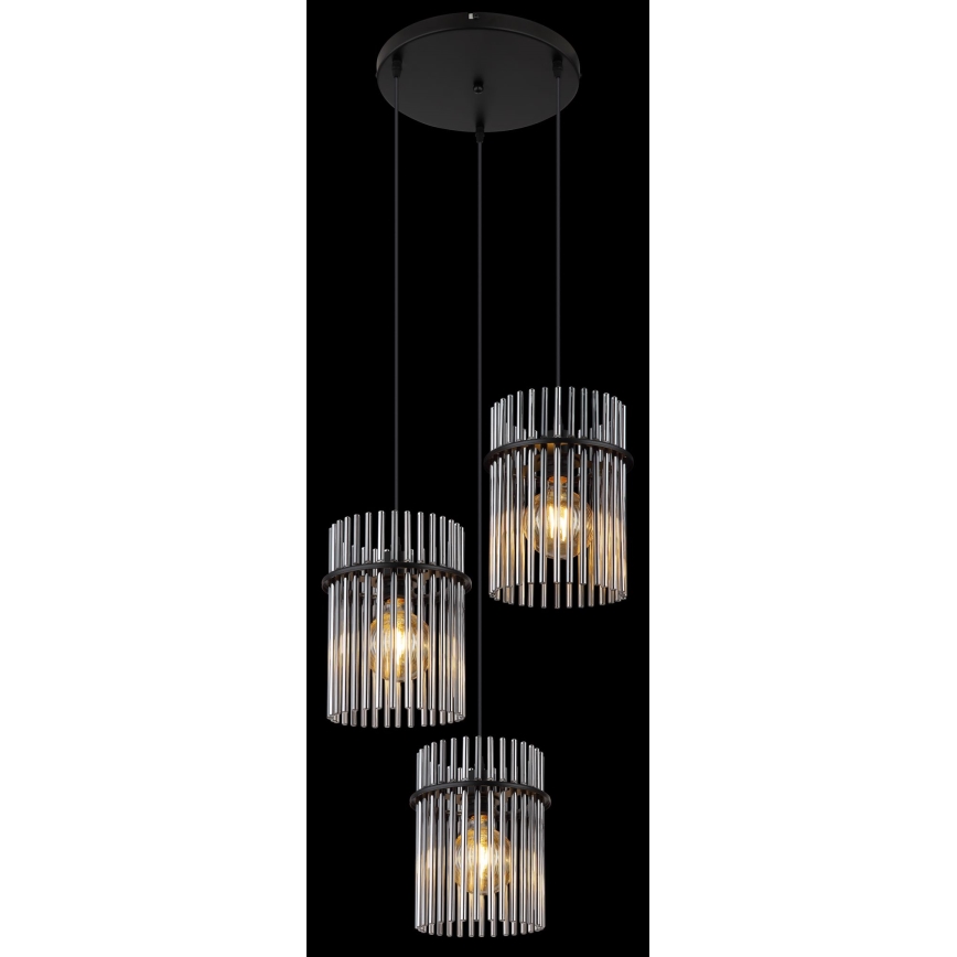 Globo - Luster na lanku 3xE27/60W/230V pr. 47 cm čierna