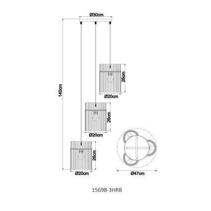 Globo - Luster na lanku 3xE27/60W/230V