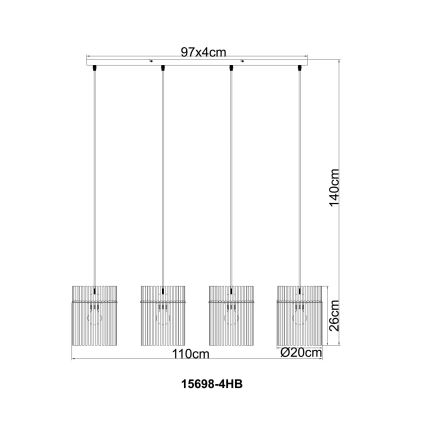 Globo - Závesný luster na lanku 4xE27/60W/230V