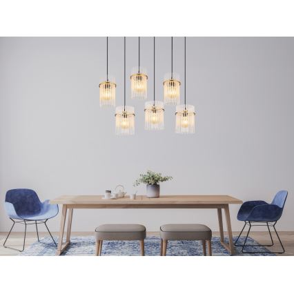 Globo - Luster na lankách 6xE27/60W/230V zlatý