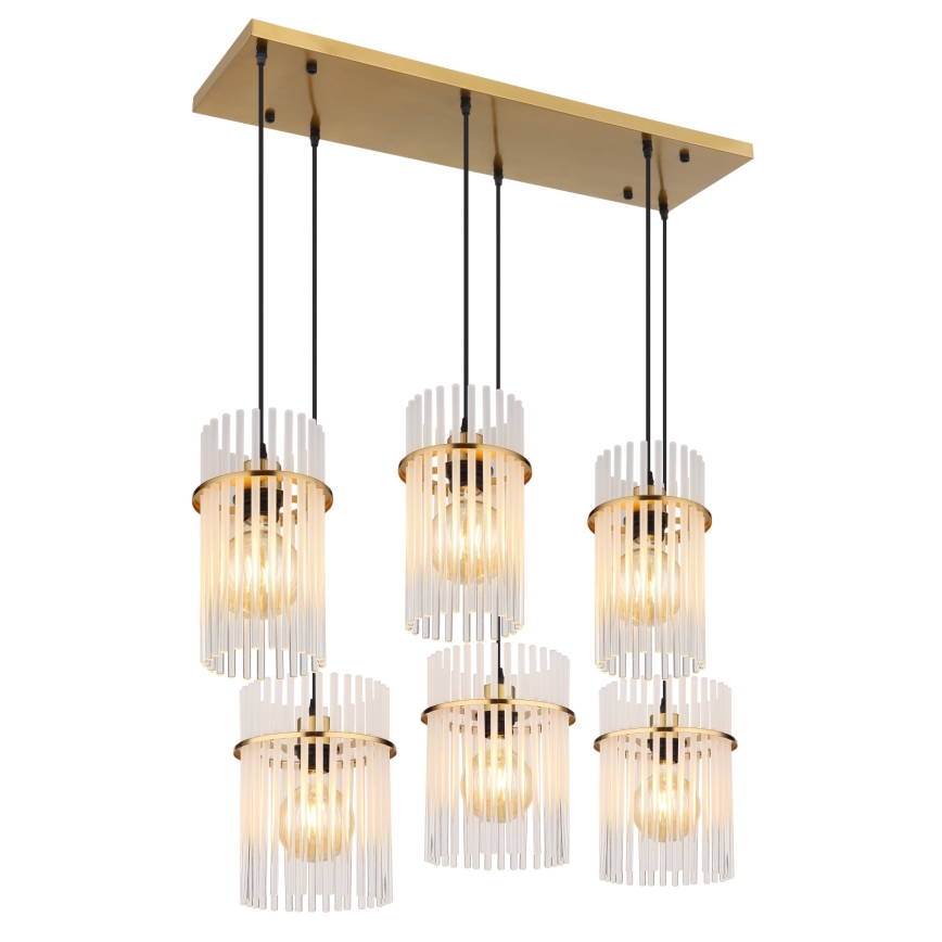 Globo - Luster na lankách 6xE27/60W/230V zlatý