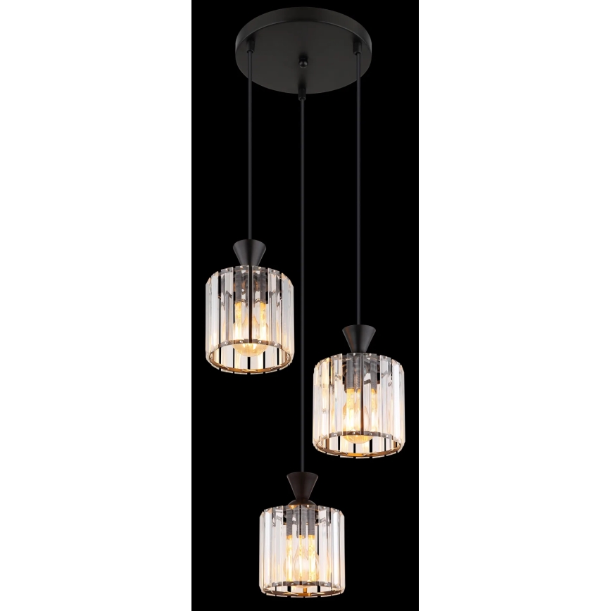 Globo - Luster na lanku 3xE27/60W/230V pr. 32 cm čierna