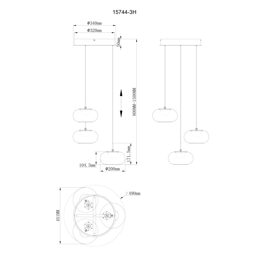 Globo - LED Luster na lanku 3xLED/6W/230V