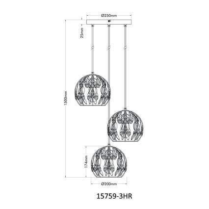 Globo - Luster na lanku 3xE27/40W/230V pr. 41 cm