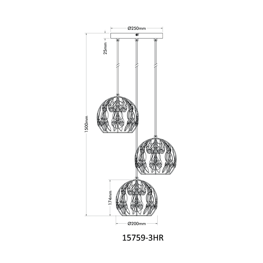 Globo - Luster na lanku 3xE27/40W/230V pr. 41 cm