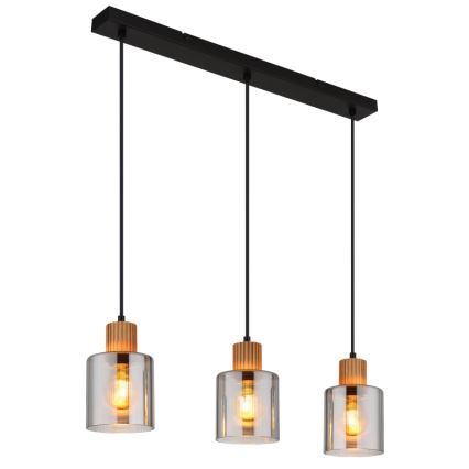 Globo - Luster na lanku 3xE27/25W/230V čierna