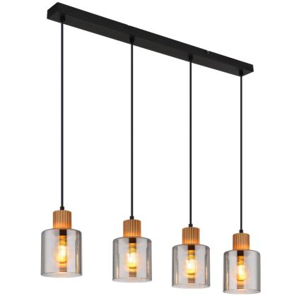 Globo - Luster na lanku 4xE27/25W/230V čierna