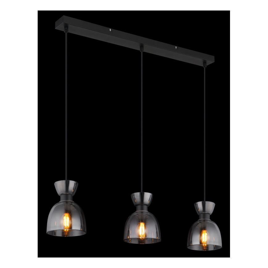 Globo - Luster na lanku 3xE14/40W/230V čierna/dymová