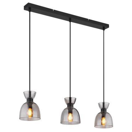 Globo - Luster na lanku 3xE14/40W/230V čierna/dymová