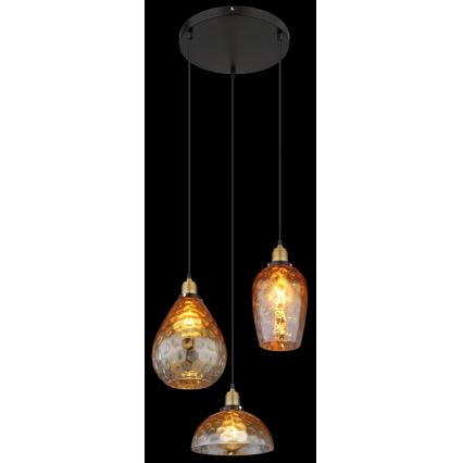 Globo - Luster na lanku 3xE27/60W/230V pr. 46 cm oranžová
