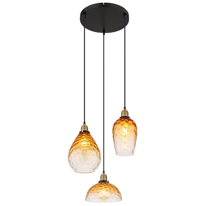 Globo - Luster na lanku 3xE27/60W/230V pr. 46 cm oranžová