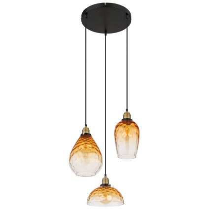 Globo - Luster na lanku 3xE27/60W/230V pr. 46 cm oranžová