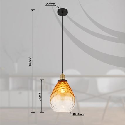Globo - Luster na lanku 1xE27/60W/230V pr. 21 cm oranžová