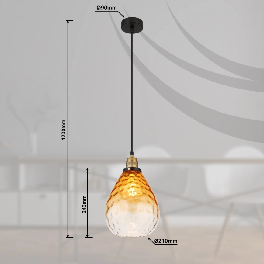 Globo - Luster na lanku 1xE27/60W/230V pr. 21 cm oranžová