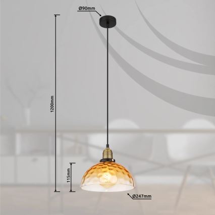 Globo - Luster na lanku 1xE27/60W/230V pr. 25 cm oranžová