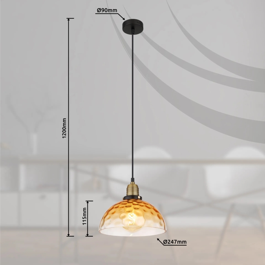Globo - Luster na lanku 1xE27/60W/230V pr. 25 cm oranžová