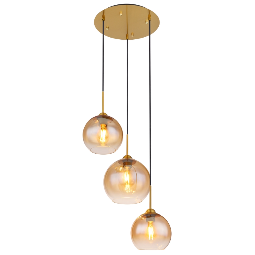 Globo - Závesný luster na lanku 3xE27/60W/230V mosadz