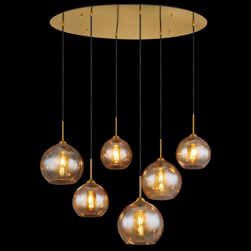 Globo - Luster na lanku 6xE27/60W/230V mosadz