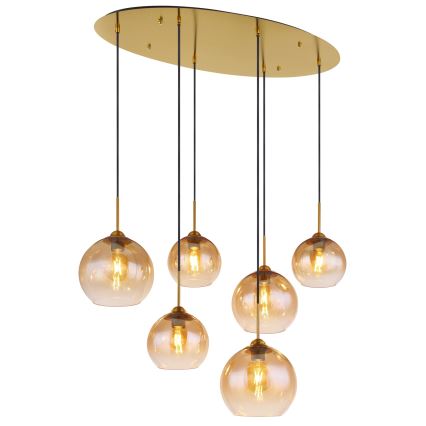 Globo - Luster na lanku 6xE27/60W/230V mosadz