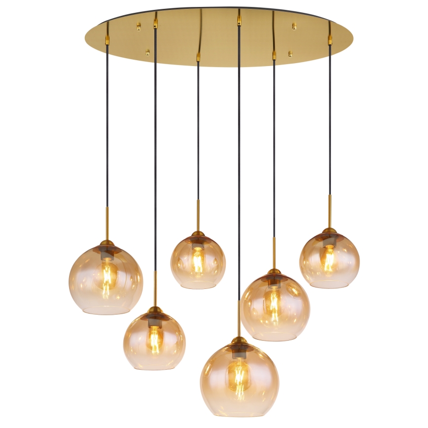 Globo - Luster na lanku 6xE27/60W/230V mosadz