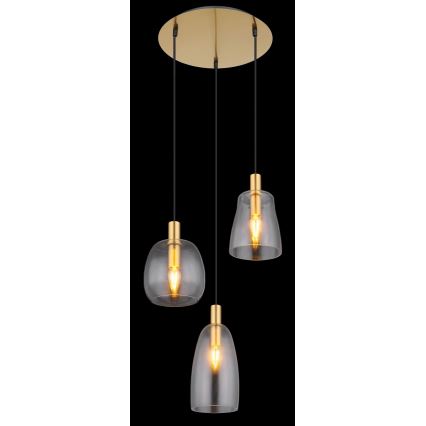 Globo - Luster na lanku 3xE14/40W/230V pr. 43 cm mosadz