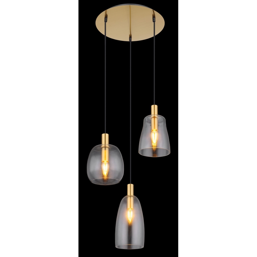 Globo - Luster na lanku 3xE14/40W/230V pr. 43 cm mosadz