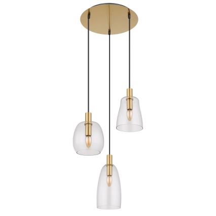 Globo - Luster na lanku 3xE14/40W/230V pr. 43 cm mosadz