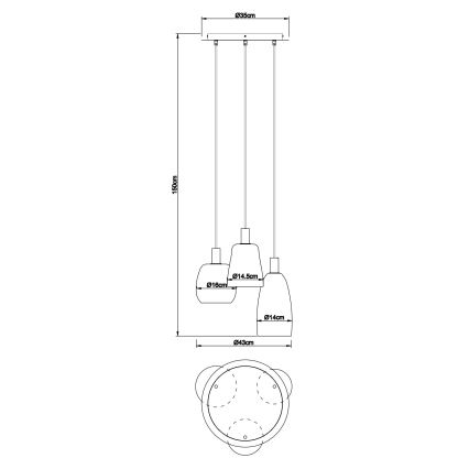 Globo - Luster na lanku 3xE14/40W/230V pr. 43 cm mosadz