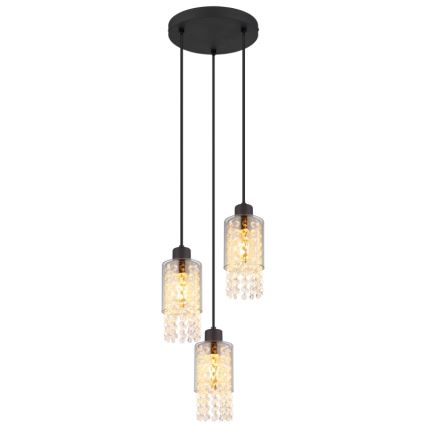 Globo - Luster na lanku 3xE27/40W/230V pr. 25 cm čierna