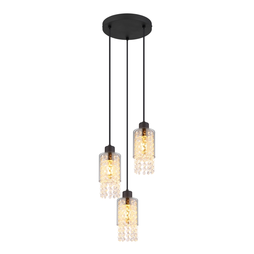 Globo - Luster na lanku 3xE27/40W/230V pr. 25 cm čierna