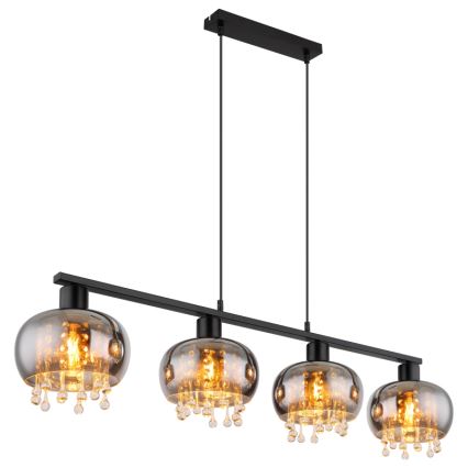 Globo - Luster na lanku 4xE27/9W/230V čierna