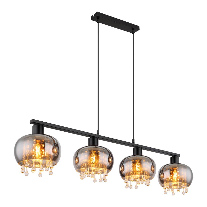 Globo - Luster na lanku 4xE27/9W/230V čierna