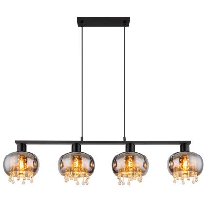 Globo - Luster na lanku 4xE27/9W/230V čierna