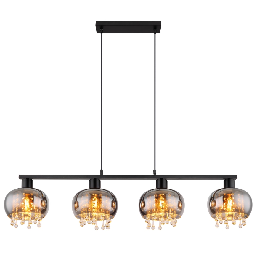 Globo - Luster na lanku 4xE27/9W/230V čierna