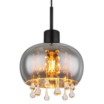 Globo - Luster na lanku 1xE27/9W/230V pr. 21 cm čierna