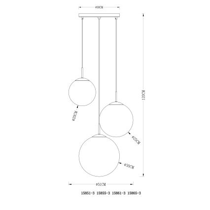 Globo - Luster na lanku 3xE27/40W/230V pr. 51 cm